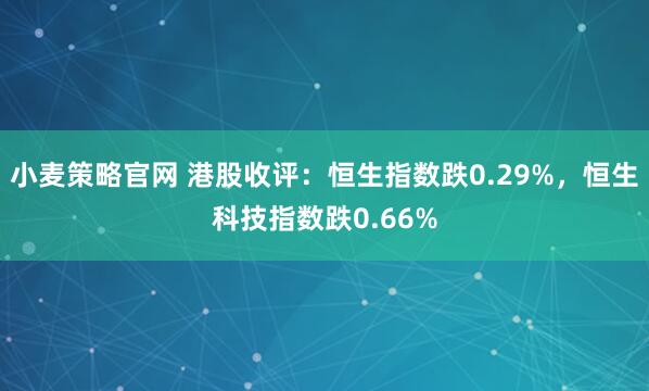 小麦策略官网 港股收评：恒生指数跌0.29%，恒生科技指数跌0.66%